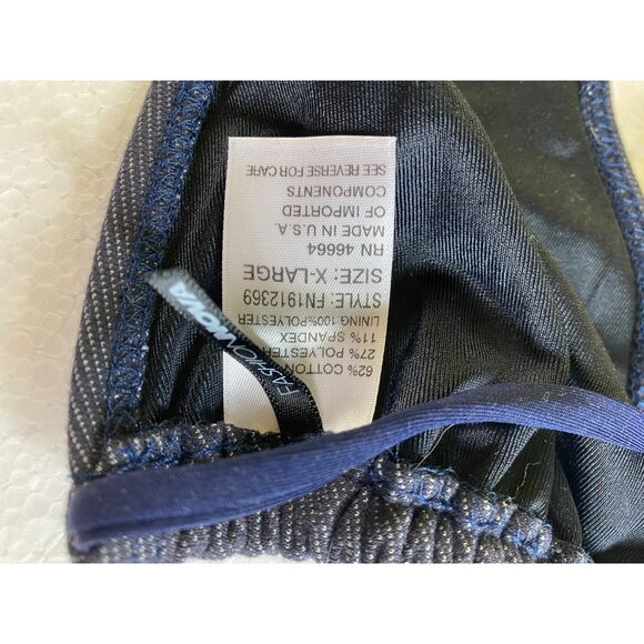 Navy Blue Halter Triangle Bikini XL Fashion Nova Sexy Denim Jean Look‎ Y2K Beach - Picture 6 of 11